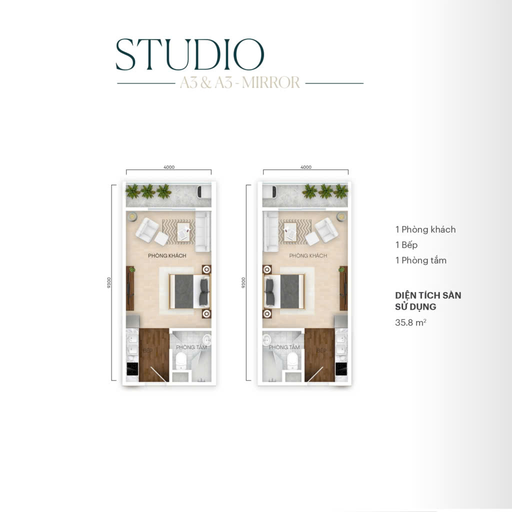 căn studio dự án chung cư Central Residence