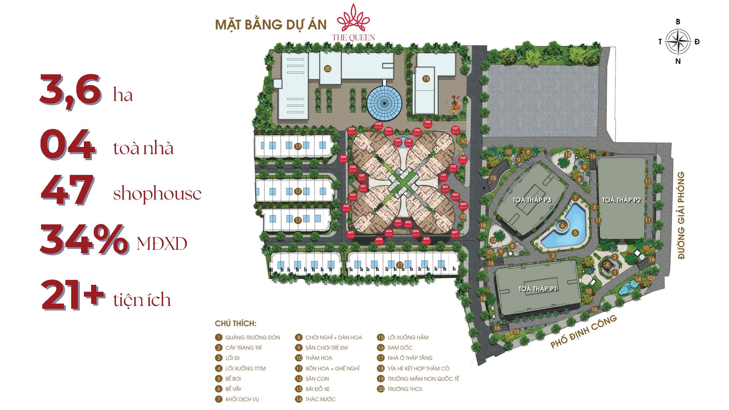 Mặt bằng tổng thể dự án The Queen