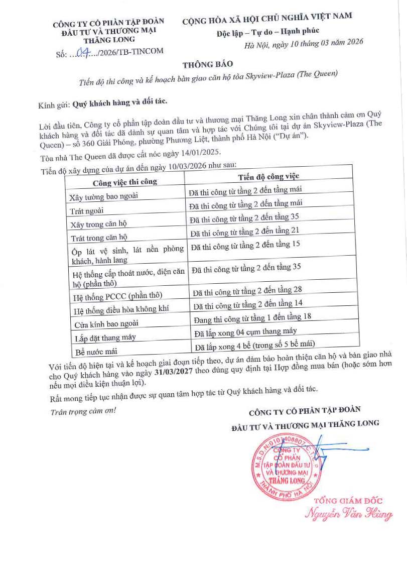 THÔNG BÁO TIẾN ĐỘ THI CÔNG THE QUEEN_10.3.2026 (1).pdf_Page_1