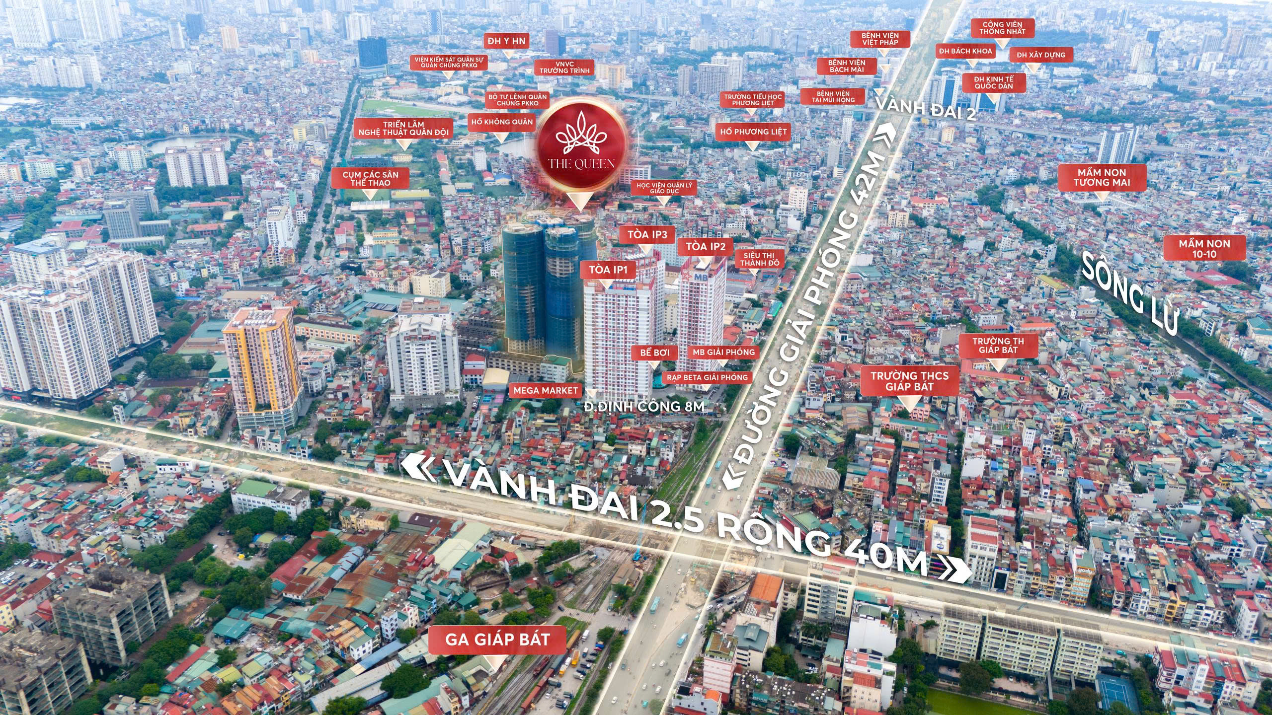 toàn cảnh vị trí dự án the Queen 360 Giải Phóng