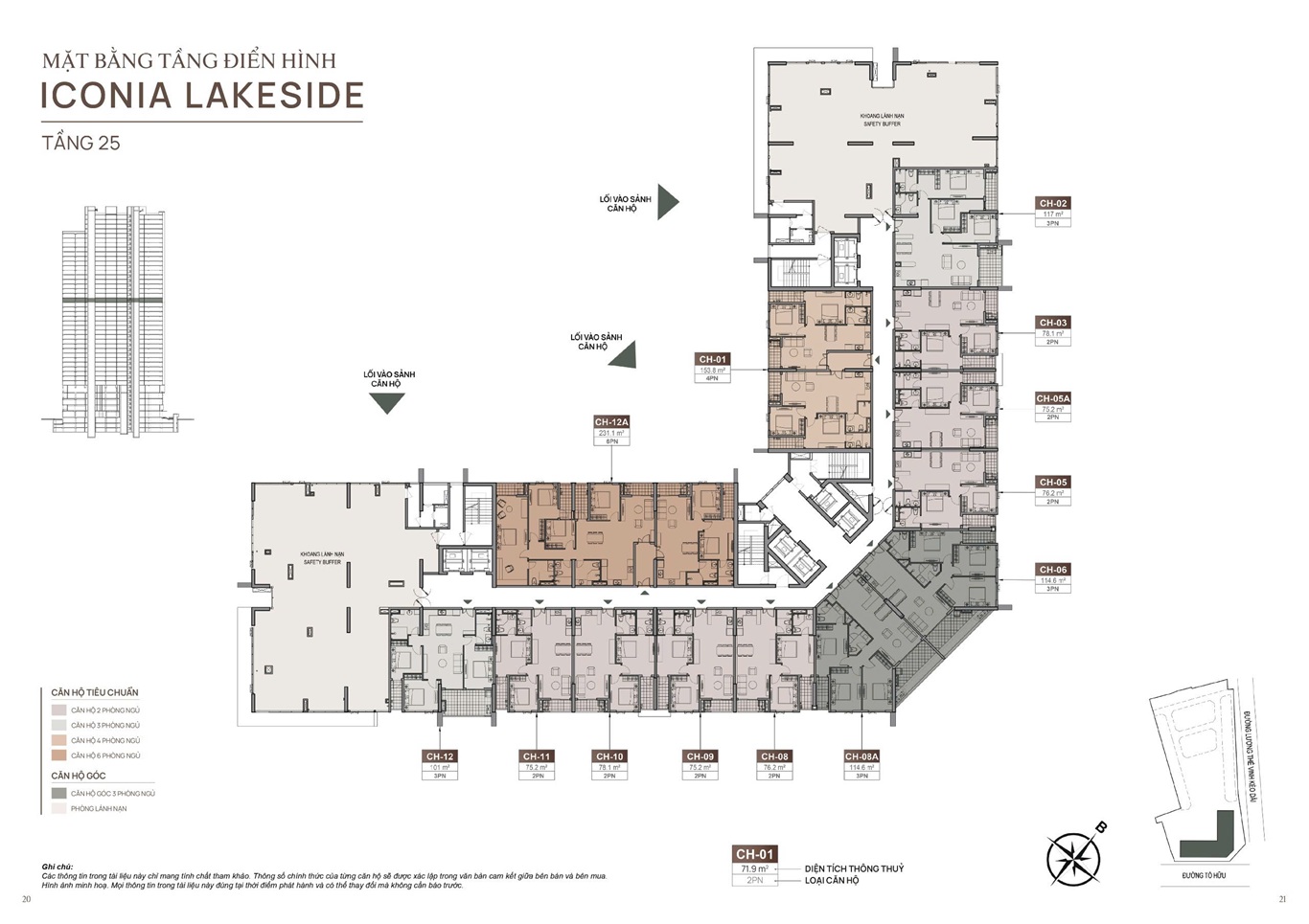 Mặt bằng tầng 25 dự án inonia lakeside Mipec 54 Tố Hữu