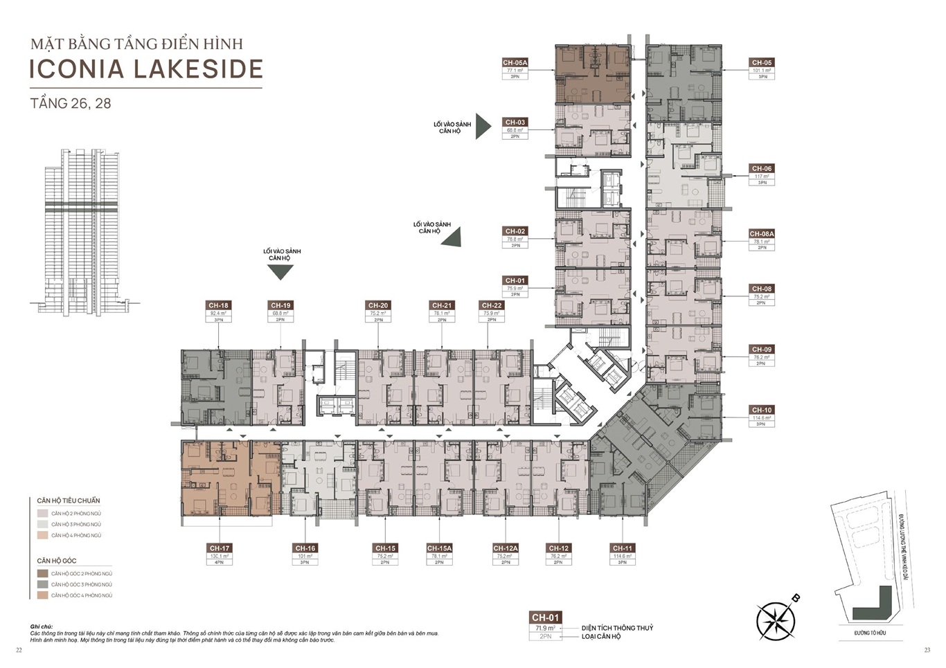 Mặt bằng tầng 26 -28 dự án inonia lakeside Mipec 54 Tố Hữu