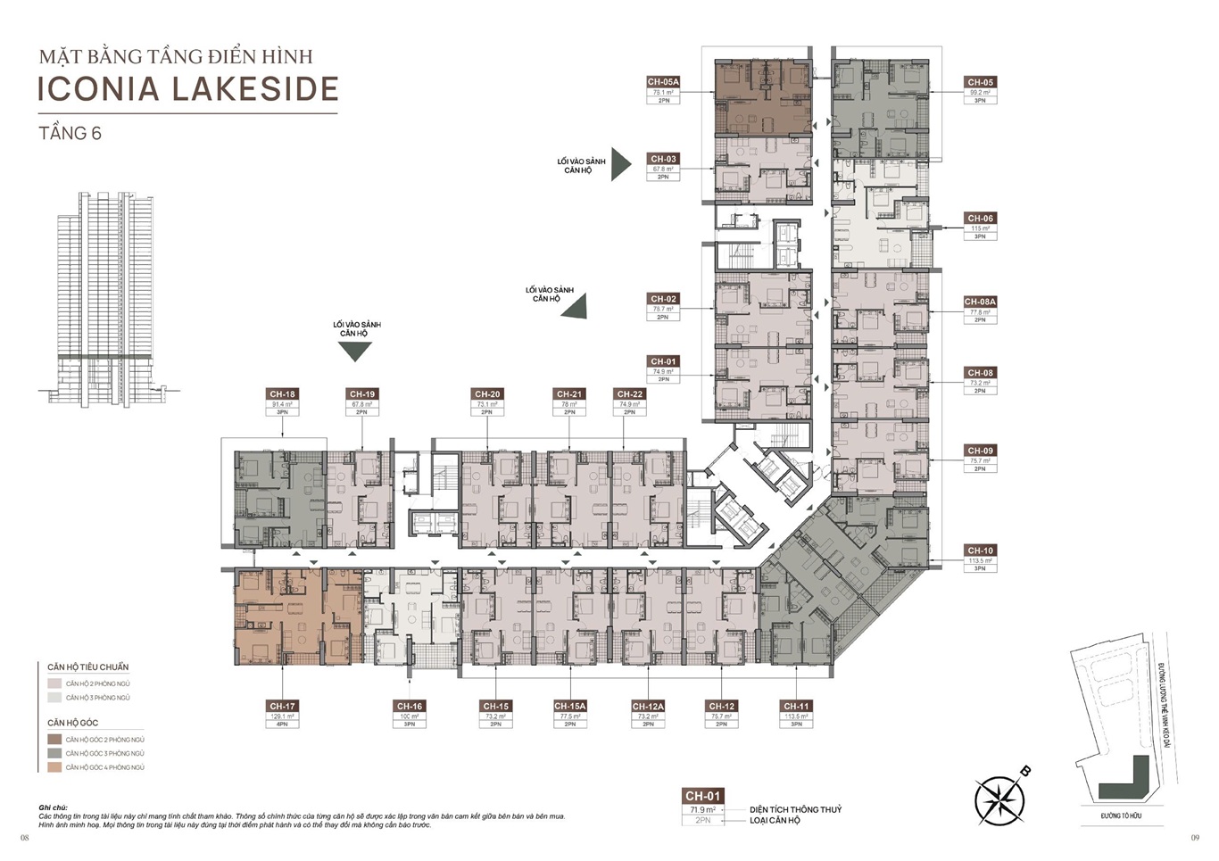 Mặt bằng tầng 6 dự án inonia lakeside Mipec 54 Tố Hữu