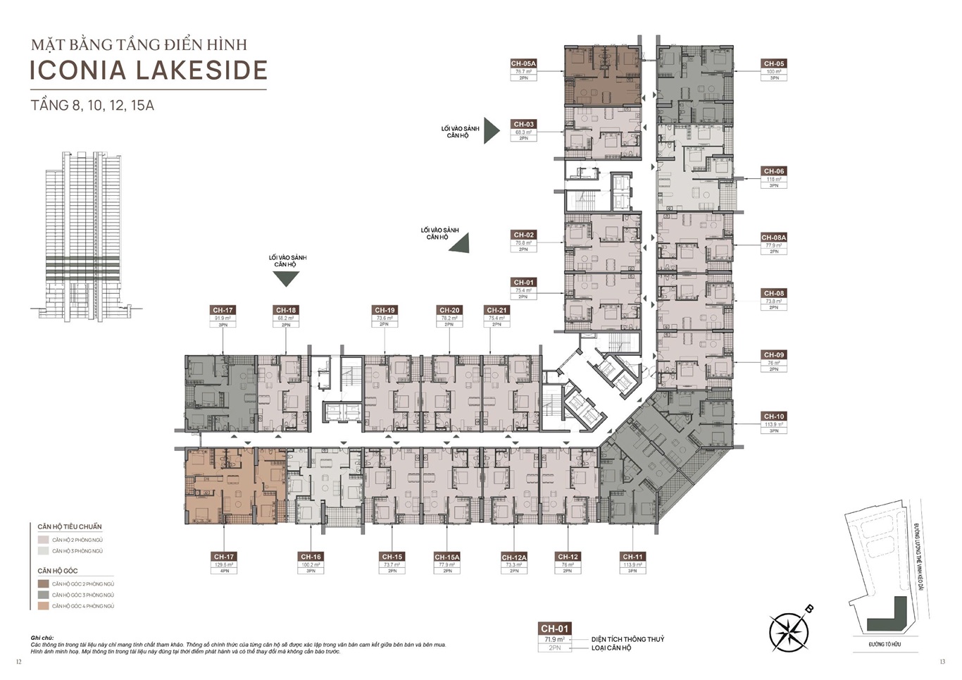 Mặt bằng tầng 8 -10-12-15A dự án inonia lakeside Mipec 54 Tố Hữu